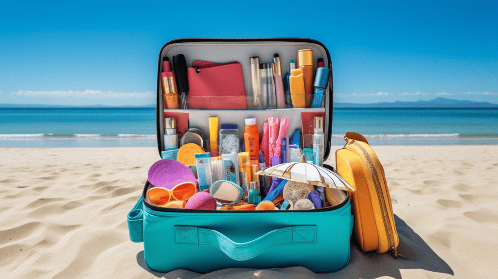 Factors Influencing Safety on Safest Ways to Travel.  Luggage on beach.